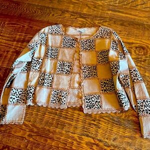Animal print crochet jacket